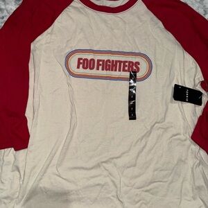 Torrid Red and Cream Raglan Foo Fighters Tee